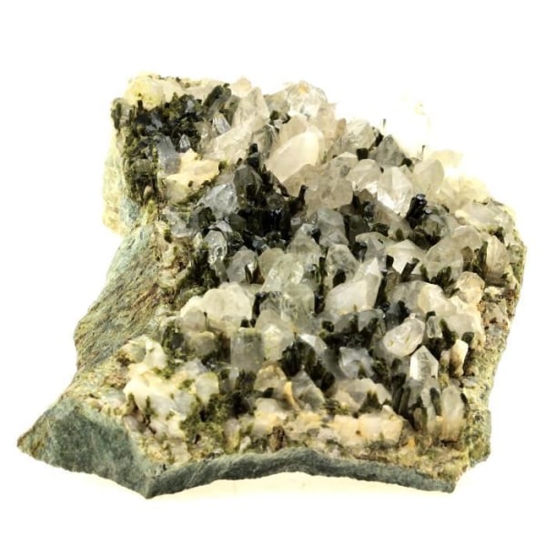 Sten og mineraler. Epidot + Kvarts. 2075,0 øre. Saint-Véran, Hautes-Alpes, Frankrig..