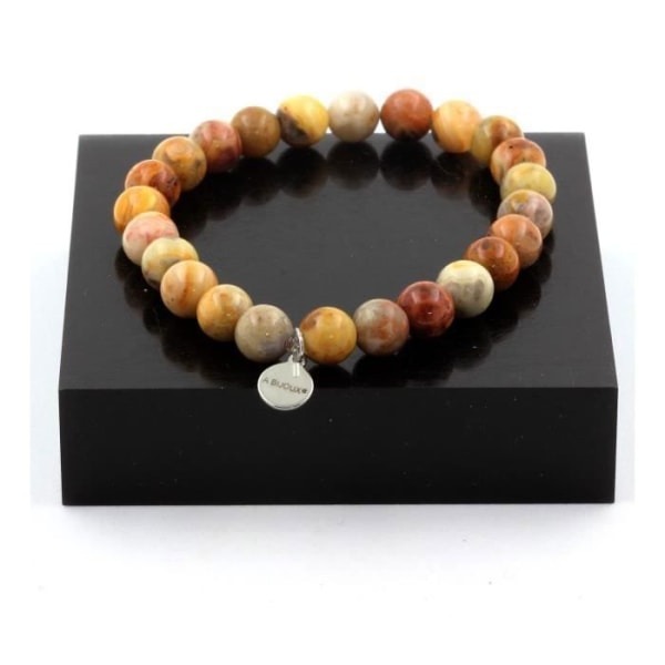 Sten og mineraler. Crazy blonde Agate Beaded Armbånd 8 mm. Fremstillet i Frankrig.