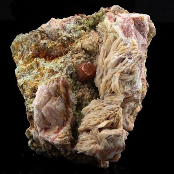 Sten og mineraler - ABIJOUX - Wulfenit + Barite - 437,8 ct - Lantignié, Frankrig - Sjælden