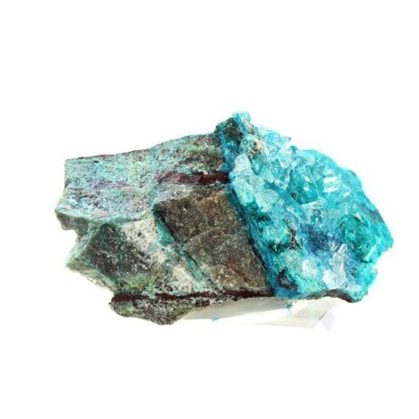 Stenar och mineraler. Dioptas + Shattuckite + Kvarts. 1428,0 cent. Milpillas gruva, Sonora, Mexiko.