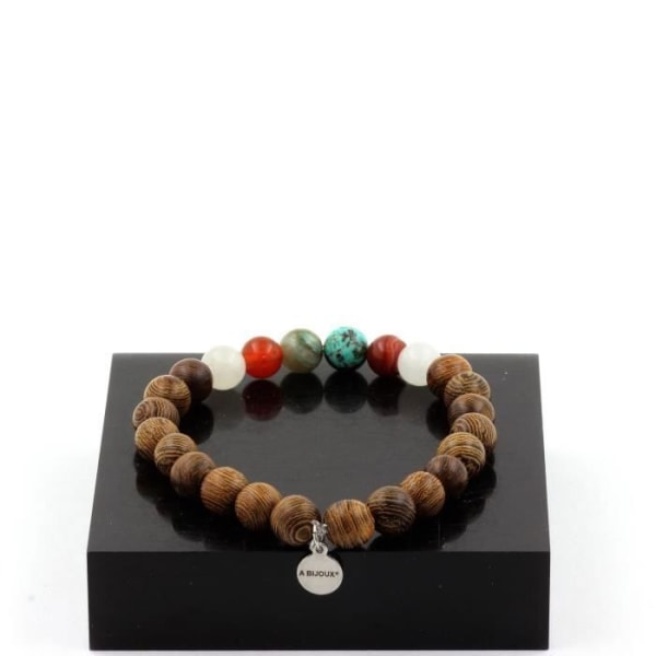 Sten og mineraler. Armbånd Chrysocolla Beads fra Namibia + Ribboned Agate + Stone Lavet i Frankrig.