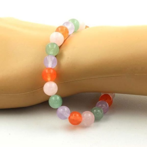 Sten og mineraler. Aventurine Beads Armbånd + Orange Kalcedon + Rosenkvarts + Lavet i Frankrig.