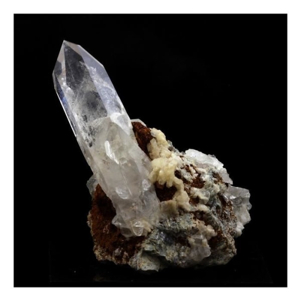 Stenar och mineraler. Kvarts + Limonit. 185,0 cent. Freney d'Oisans, Bourg d'Oisans, Frankrike..