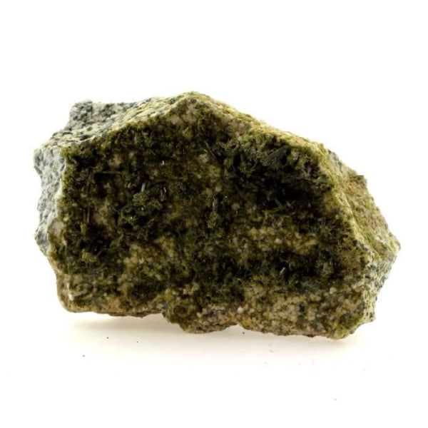 Stenar och mineraler. Epidot + kvarts. 682,4 cent. Freney d'Oisans, Bourg d'Oisans, Isère, Frankrike. Sällsynt.