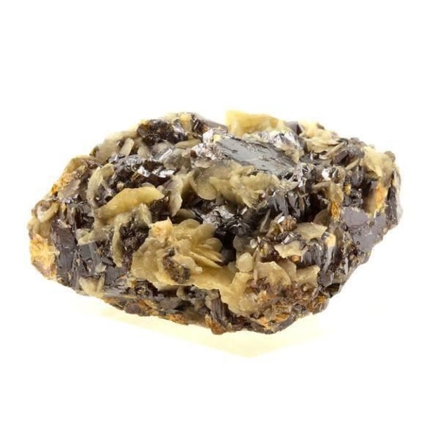 Sten og mineraler. Sphalerit (Blende) + Siderite. 81,0 ct. La Mure, Isère, Frankrig..