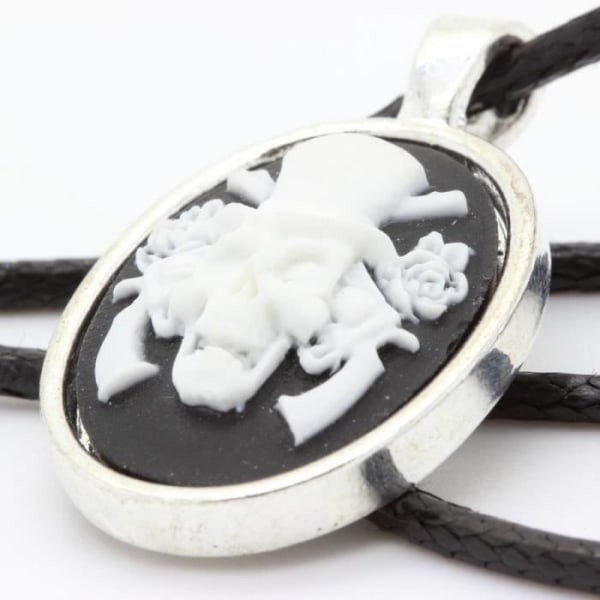 Skull resin cameo hänge + svart lädersnöre