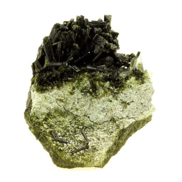 Stenar och mineraler. Epidot + kvarts. 537,0 cent. Cornillon, Bourg d'Oisans, Frankrike..