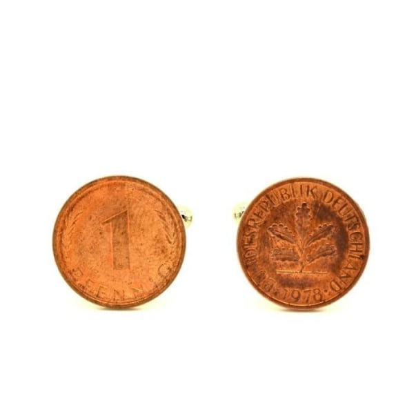 Manschettknappar Autentiska mynt "Tyskland" 1 pfennig Bundesrepublik deutschland