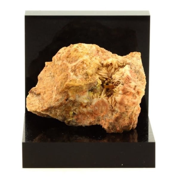 Stenar och mineraler. Wulfenit + Barite. 337,3 cent. Lantignié, Frankrike. Sällsynt.