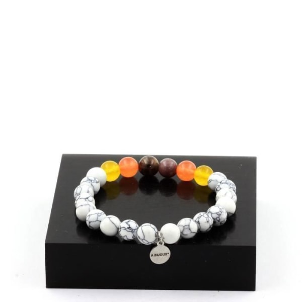 Stenar och mineraler. Mogok Ruby Beads Armband, Burma, Myanmar + Orange Kalcedon Tillverkad i Frankrike.