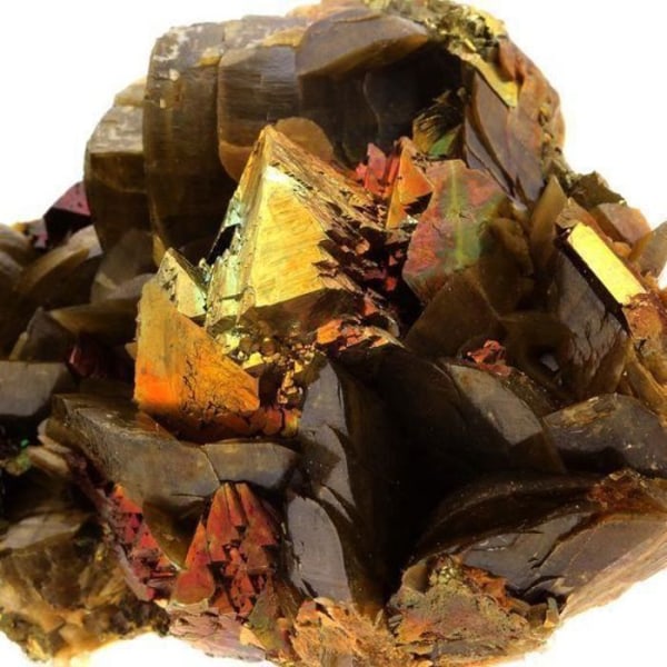 Sten og mineraler. Siderit + Kalkopirit. 1467,0 øre. Kaiwu Mine, Hezhang, Guizhou, Kina.