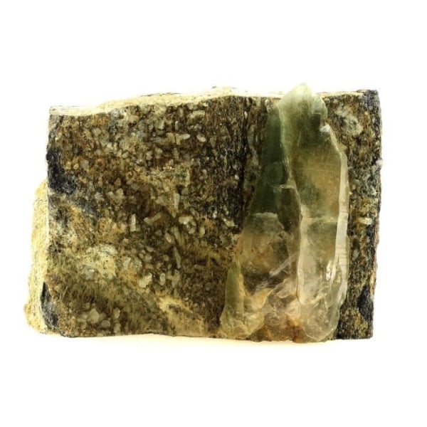 Sten og mineraler. Kvarts med Byssolite indeslutninger. 3084,0 ct. Rampe des Commeres, Bourg-d'Oisans, Isère, Frankrig.