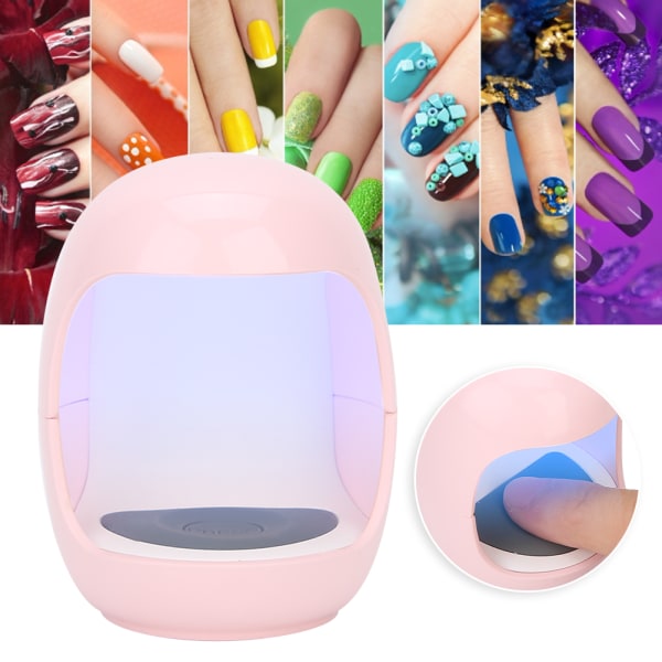 Mini USB Enkelt Finger Bærbar Neglelakk Gel Polish Tørker UV LED Herdelampe Rosa