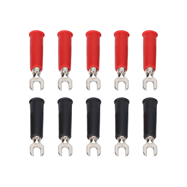 10 stk. 4mm U/Y Type Elektriske Krympeterminaler Isoleret Gaffel Spade Trådforbindelser til Bananstik Multimeter