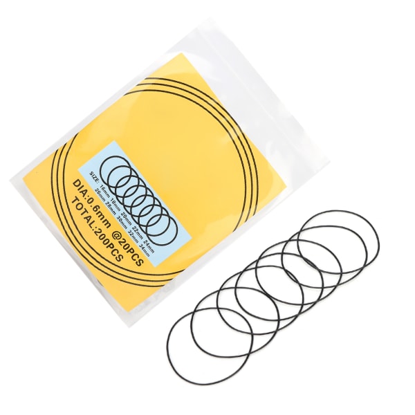 200 stk O-ring vanntett gummipakning Klokke Bakdekselpakninger Reparasjonsverktøy (0,6 mm)/