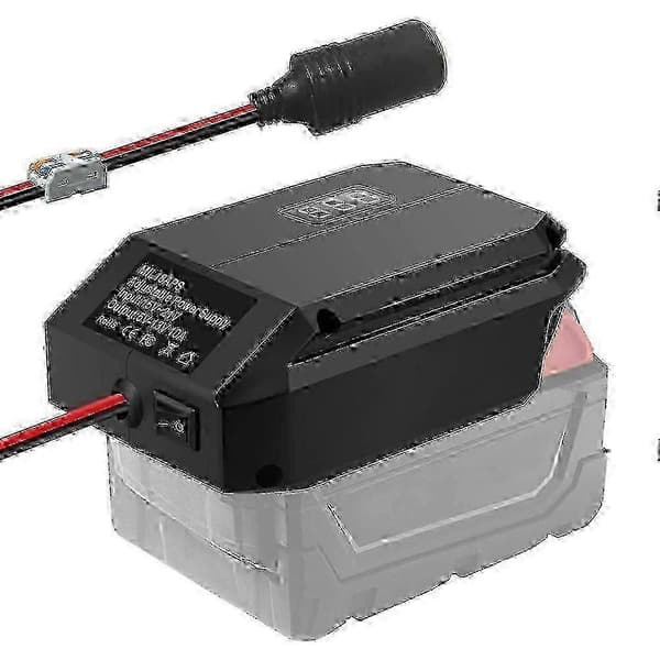 DC 18V til 12V step-down-konverter til Milwaukee M18 18V-batteri, cigarettænderadapter, Power Whe Edition 1107