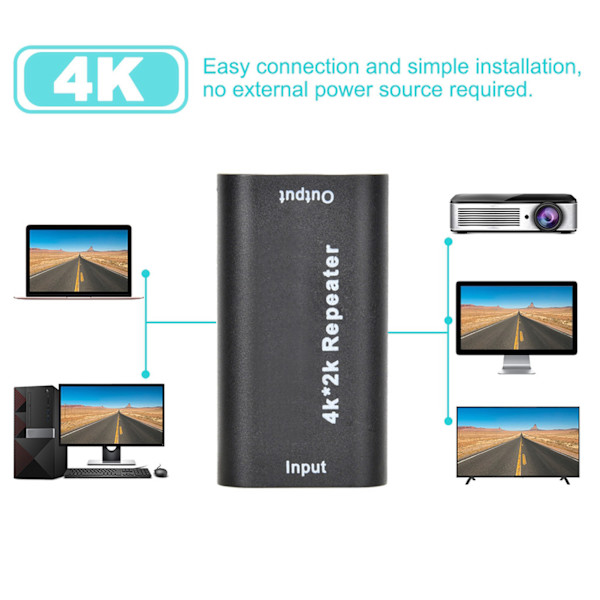 4K*2K HDTV-signalförstärkare 40M Repeater Adapter Hona till Hona
