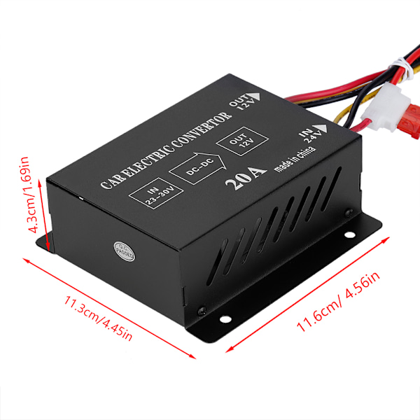 Bil/Lastbil 20A 240W DC 24V til 12V Strømomformer Elektrisk Spændingsreduktion Trinnedtransformer