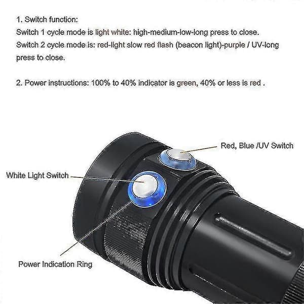 C& Sukellus vedenalainen 100m XM-L2 LED-videokamera valokuvausvalo taskulamppu A15