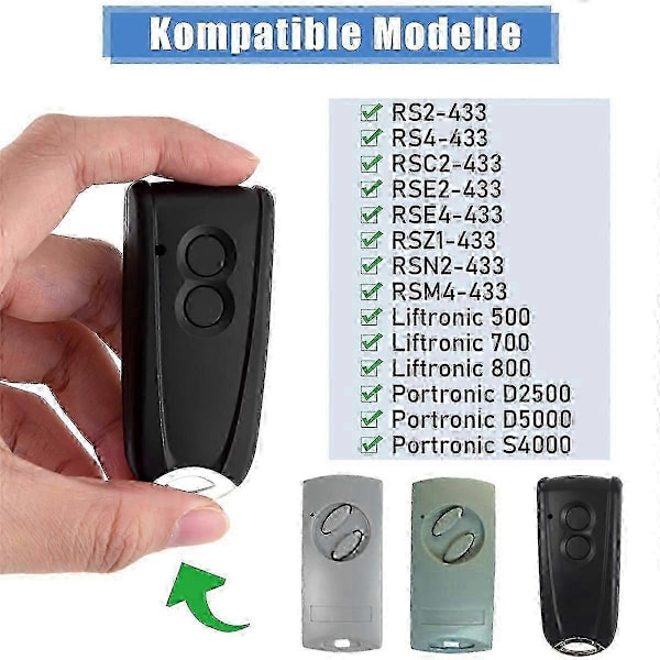 【BEMS】EcoStar RSC2-433 RSE2-433RSZ1-433 Remote Controls Compatible with Gate Openers, 2-Pack, Handheld Remote Control Transmitter