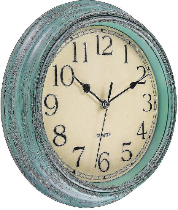 【BEMS】Tyst, tickfri retro kvartsväggklocka (12 tum) Blue