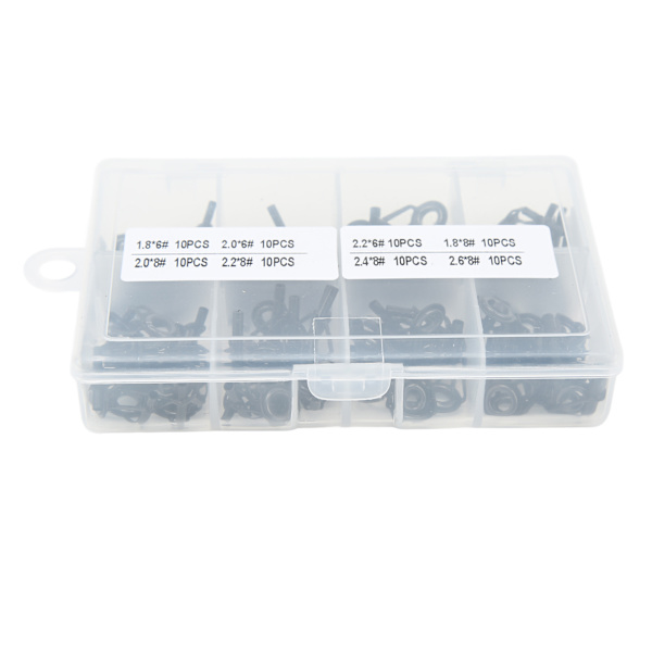80 stk Fiske Stang Del Spiss Topper Guider Ring Kit Set i Keramikk og Rustfritt Stål