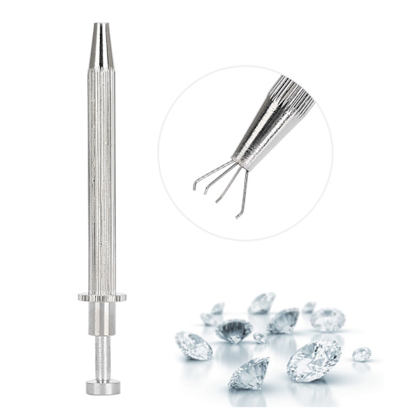 Smyckeshållare Upphämtningsverktyg Diamant Ädelstenar Tång Fångare Grabber med 4 Klor (lång)