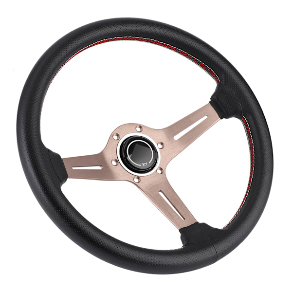250mm/14in NARDI Style 6-Bolt Halv Skål Sort Perforeret Læder Racer Rat med Horn Modificerede Dele