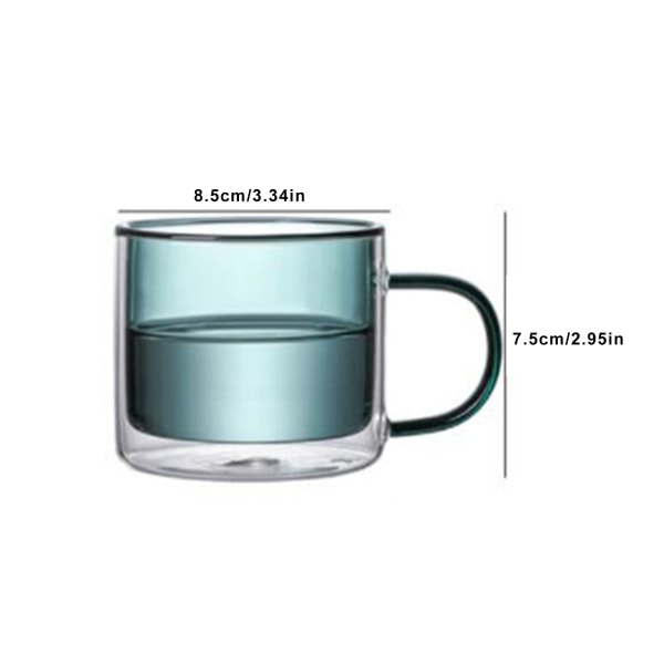 Färgglad Isolerad Glasmugg med Handtag - Dubbelväggig Kaffekopp