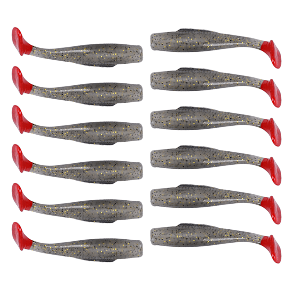 2-pack 6 st/set Konstgjorda Simulerings Solf Silikon Fiskebete Mjukt Bete T-svans Tillbehör 5#
