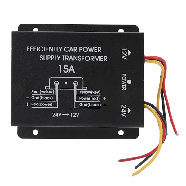 24V till 12V Buck Regulator 15A bilströmförsörjningsomvandlare 180W spänningsreducerare för lastbilar