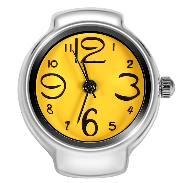 1Pc Fashionable Women Men Quartz Analog Round Finger Ring Love Watch (Yellow)