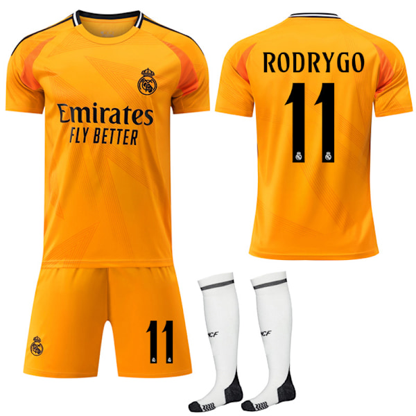 2024 Real Madrid Borta Orange tröja nr 11 Rodrygo fotbollströja No.11 Rodrygo #20(110-120 cm)