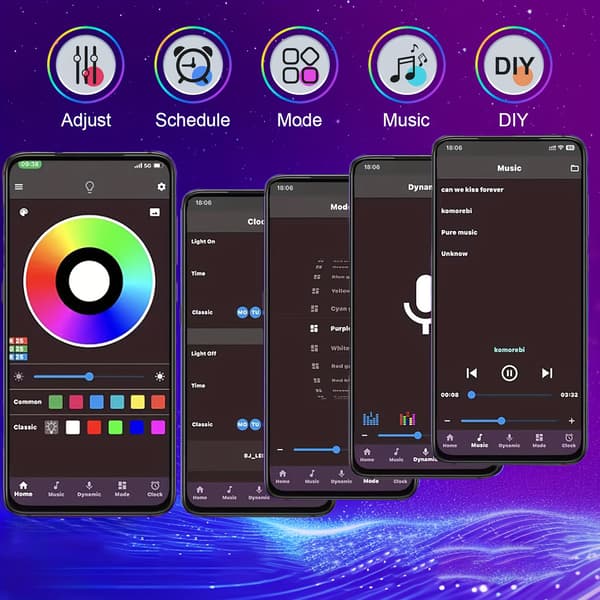 30m Smart RGB LED-remsa med app, fjärrkontroll och väggadapter[BEMS]