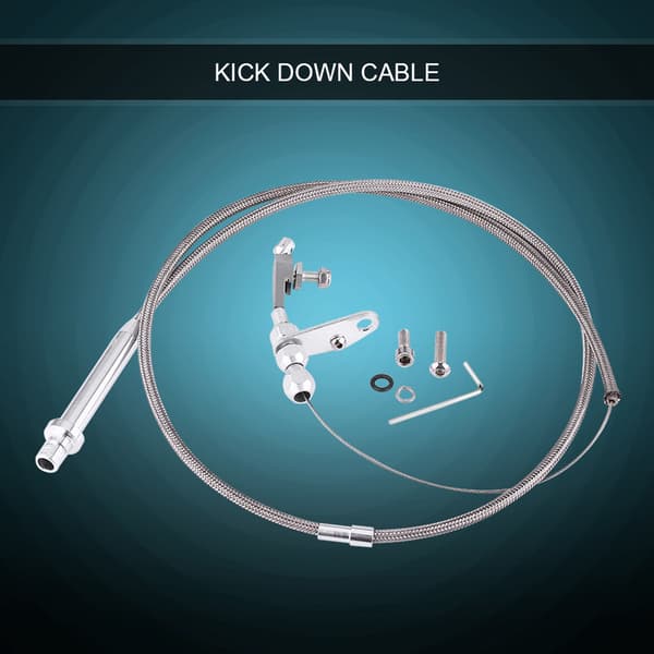 Kompatibel med Chevy TH350 flätad kickdown-kabel i rostfritt stål för växellåda