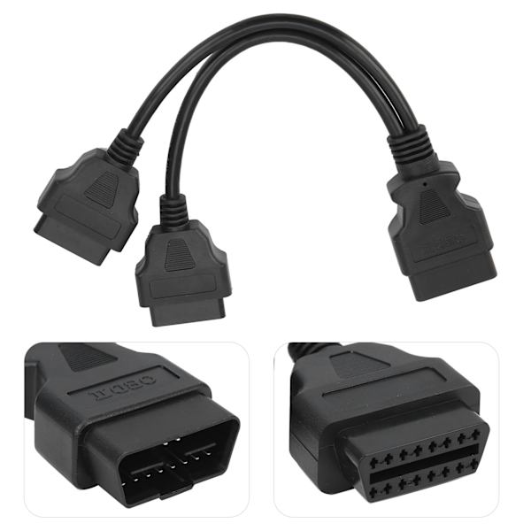 16-stifts OBD2-kabel 1-till-2 förlängningssplitter Car Diagnostic Connector Adapter 11,8 tum förlängningslängd