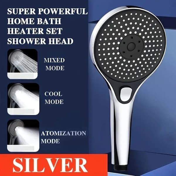 High-Pressure Shower Head Large Panel, Pressure-Boosted Super Powerful Rain Shower for Bathroom silver