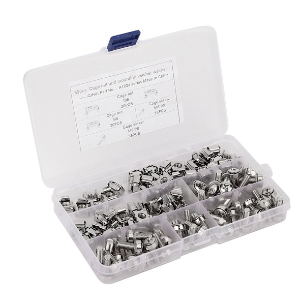 50 st set M6x20 nätverksskåp Rackskruvar M6 burmuttrar