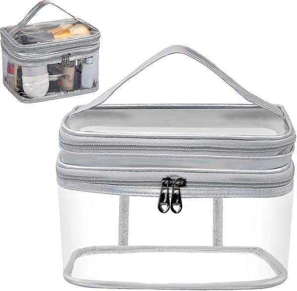 Makeuptaske Transparent, Stor Makeuptaske 15*15*22 Cm, Rejse-Makeuptaske