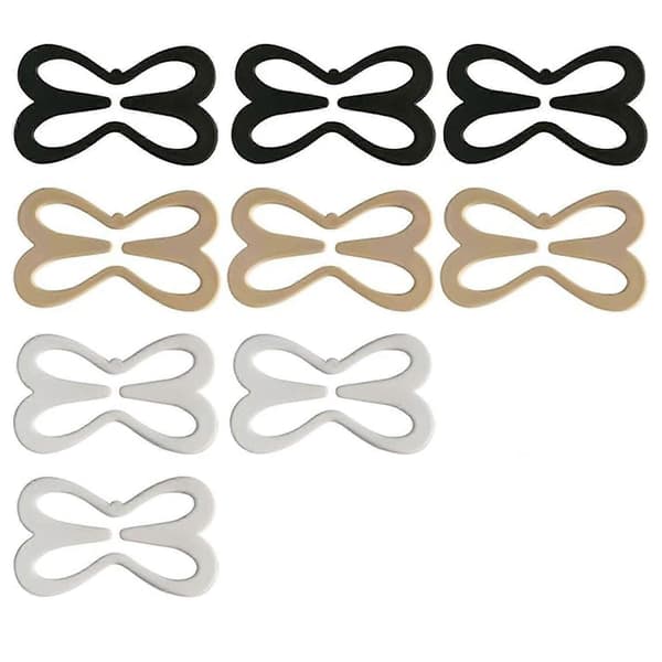 Sæt med 9 BH-clips, usynlige BH-clips Kompatibel med kvinder, 5*3 cm, sort, hvid, gul, plastmateriale