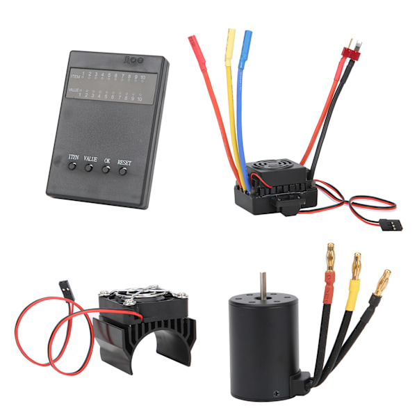 3650 3900KV Harjaton Moottori 60A ESC+Ohjelmointi Kortti Jäähdytyselementti Sarja 1/10RC Autolle