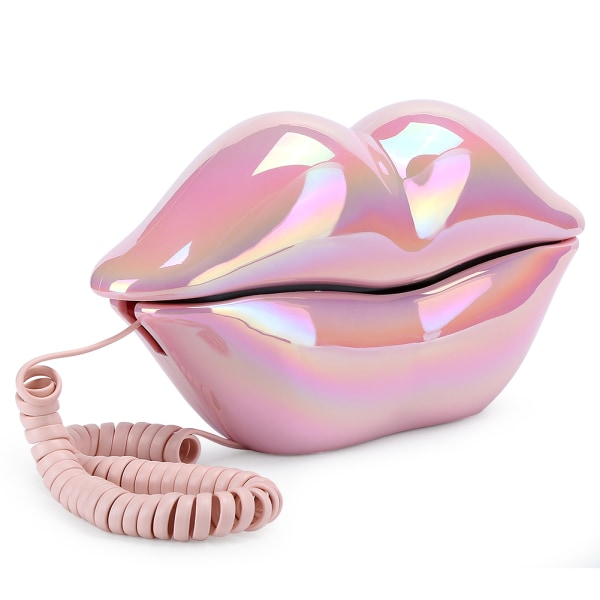 Elektroplettering Rosa Funny Lip Telefon WX&#8209;3016 Fasjonabel nummerlagringsfunksjon++