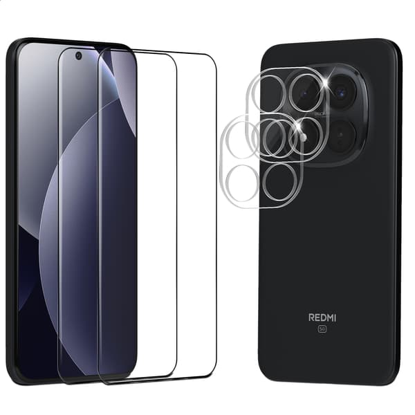 2-Pack Xiaomi Redmi Note 15 Pro Plus 5G Skärmskydd & 2-Pack linsskydd Härdat Glas 9H Super kvalitet 3D
