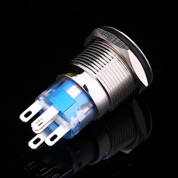 12V Bilström Angel Eye Metallisk Tryckknapp Blå LED-Ljus Växelspak 19mm AP