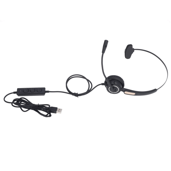 Kundeservice Headset Hodemontert støyreduksjon Kablet Ergonomisk Call Center-hodetelefon for kontortelemarketing ++