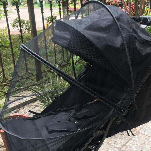 Babyvogn avvisende nett Universal glidelås Sammenleggbar barnevogn mesh Stort avstøtende nett svart kant svart nett