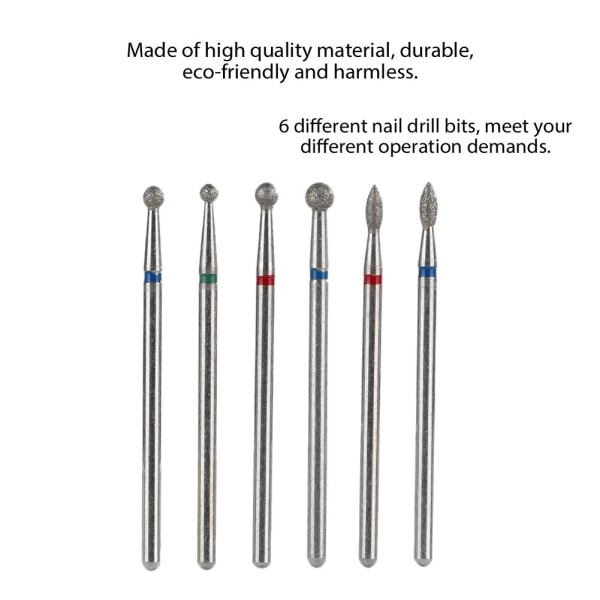 TIMH 6 stk Nail Drill Bits Filslipehodesett elektrisk manikyr Pedikyr Nail Art Tools 04#
