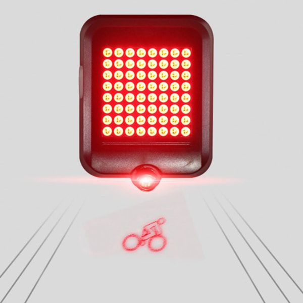 Cykelbaglygte LED Blinklys Fuld Intelligent Sensing Autobremse USB Genopladelige udendørs forsyninger Sort