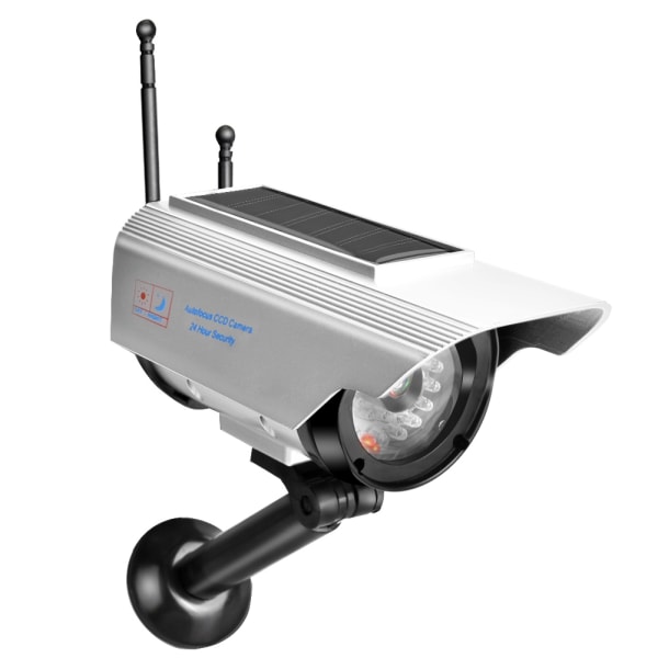 Solar Power LED Fake Camera Outdoor Security Surveillance Silver Dummy Camera //+