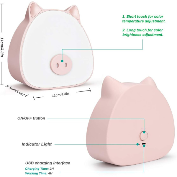 【BEMS】*LED Night Light Compatible with Children, Rechargeable Touch Night Light, Charging*